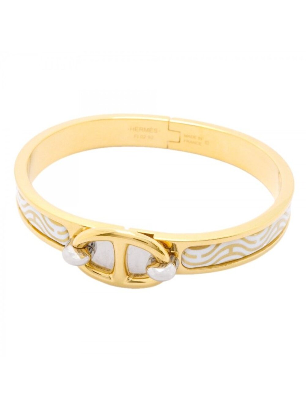 Hermes Bangle Chaine D'ancre Mini Click Gold Plated White Bracelet